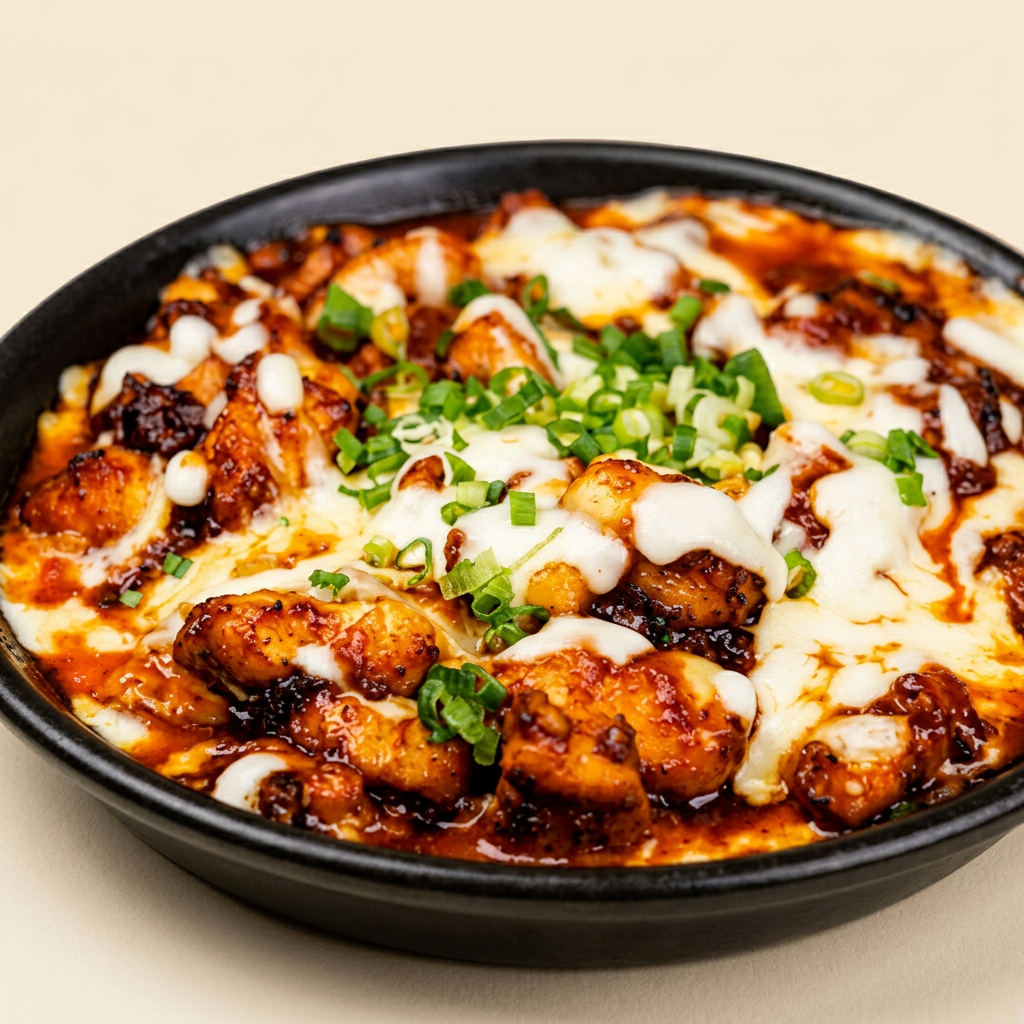 Cheese Buldak — Spicy chicken with mozzarella